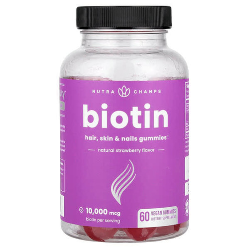 <img alt="NutraChamps, Biotin Gummies, Natural Strawberry, 60 Vegan Gummies (5,000 mcg per Gummy)" title="NutraChamps, Biotin Gummies, Natural Strawberry, 60 Vegan Gummies (5,000 mcg per Gummy),621983990173"