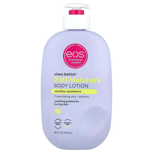 <img alt="EOS, Shea Better, 24H Moisture Body Lotion, Vanilla Cashmere , 16 fl oz (473 ml)" title="EOS, Shea Better, 24H Moisture Body Lotion, Vanilla Cashmere , 16 fl oz (473 ml),840044707011"