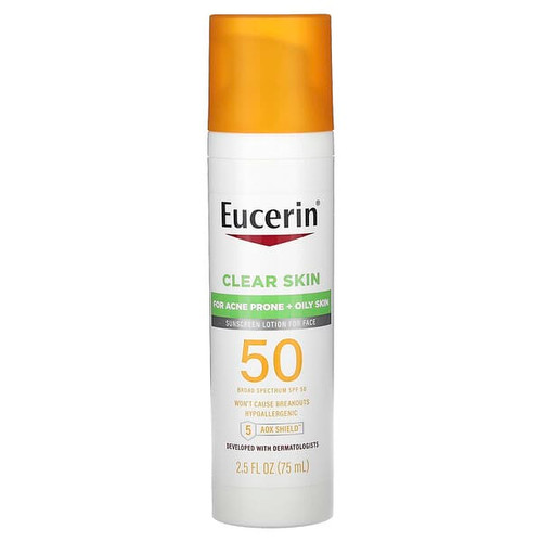 <img alt="Eucerin, Clear Skin, Lightweight Sunscreen Lotion for Face, SPF 50, Fragrance Free, 2.5 fl oz (75 ml)" title="Eucerin, Clear Skin, Lightweight Sunscreen Lotion for Face, SPF 50, Fragrance Free, 2.5 fl oz (75 ml),072140032234"