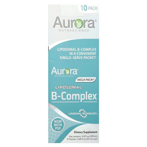 <img alt="Aurora Nutrascience, Liposomal B-Complex, 10 Packets, 0.68 fl oz (20 ml) Each" title="Aurora Nutrascience, Liposomal B-Complex, 10 Packets, 0.68 fl oz (20 ml) Each,628504648803"