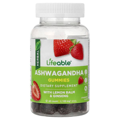 <img alt="Lifeable, Ashwagandha Gummies with Lemon Balm & Ginseng, Strawberry, 60 Gummies" title="Lifeable, Ashwagandha Gummies with Lemon Balm & Ginseng, Strawberry, 60 Gummies,810102731388"