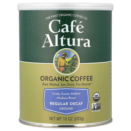 <img alt="Cafe Altura, Organic Coffee, Ground, Medium Roast, Regular Decaf, 10 oz (283 g)" title="Cafe Altura, Organic Coffee, Ground, Medium Roast, Regular Decaf, 10 oz (283 g),032843394787"