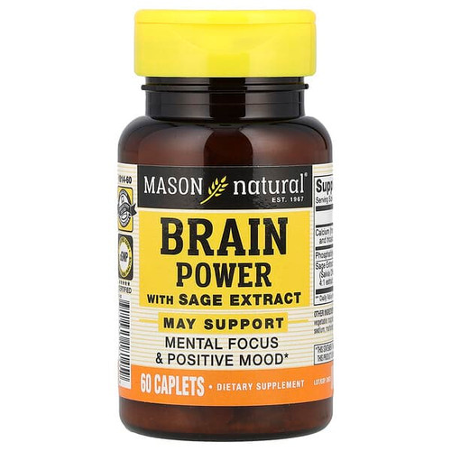 <img alt="Mason Natural, Brain Power with Sage Extract, 60 Caplets" title="Mason Natural, Brain Power with Sage Extract, 60 Caplets,311845181459"