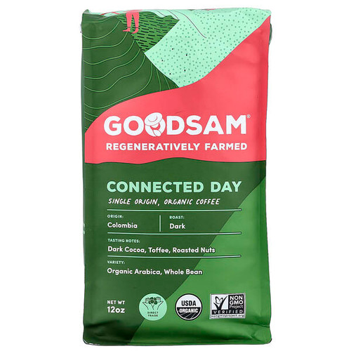 <img alt="GoodSam, Single Origin Organic Coffee, Connected Day, Whole Bean, Dark Roast, 12 oz" title="GoodSam, Single Origin Organic Coffee, Connected Day, Whole Bean, Dark Roast, 12 oz,850014333492"