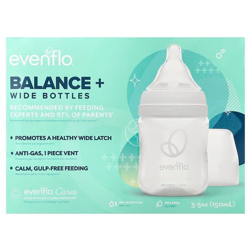 <img alt="Evenflo Feeding, Balance+ Bottles, Wide, 0+ Months, Slow Flow, 3 Bottles, 5 oz (150 ml) Each" title="Evenflo Feeding, Balance+ Bottles, Wide, 0+ Months, Slow Flow, 3 Bottles, 5 oz (150 ml) Each,849409002259"