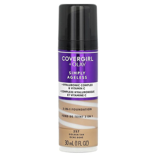 <img alt="Covergirl, Olay Simply Ageless, 3-in-1 Foundation, 257 Golden Tan, 1 fl oz (30 ml)" title="Covergirl, Olay Simply Ageless, 3-in-1 Foundation, 257 Golden Tan, 1 fl oz (30 ml),008100100453"