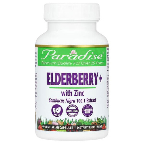 <img alt="Paradise Herbs, Elderberry+ with Zinc, 60 Vegetarian Capsules" title="Paradise Herbs, Elderberry+ with Zinc, 60 Vegetarian Capsules,601944778903"