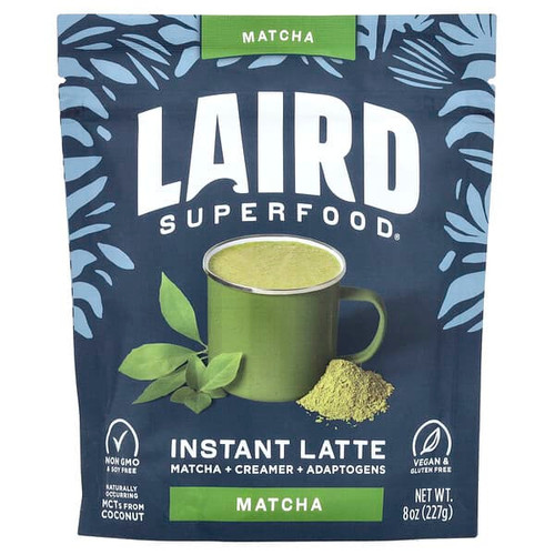 <img alt="Laird Superfood, Instant Latte, Matcha + Cramer + Adaptogens, Matcha, 8 oz (227 g)" title="Laird Superfood, Instant Latte, Matcha + Cramer + Adaptogens, Matcha, 8 oz (227 g),810005130097"