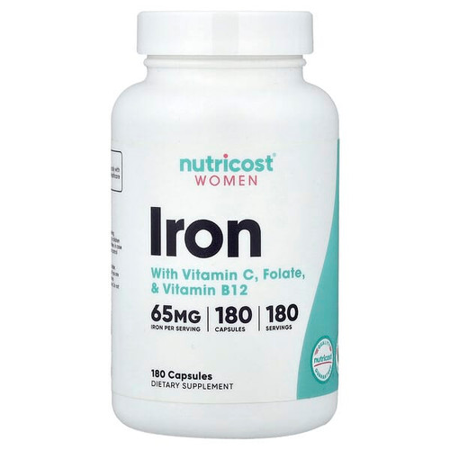 <img alt="Nutricost, Women, Iron With Vitamin C, Folate, & Vitamin B12, 180 Capsules" title="Nutricost, Women, Iron With Vitamin C, Folate, & Vitamin B12, 180 Capsules,810014674605"