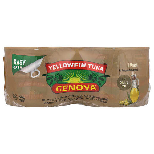 <img alt="Genova, Yellowfin Tuna In Olive Oil, 4 Pack, 5 oz (142 g) Each" title="Genova, Yellowfin Tuna In Olive Oil, 4 Pack, 5 oz (142 g) Each,048000732651"