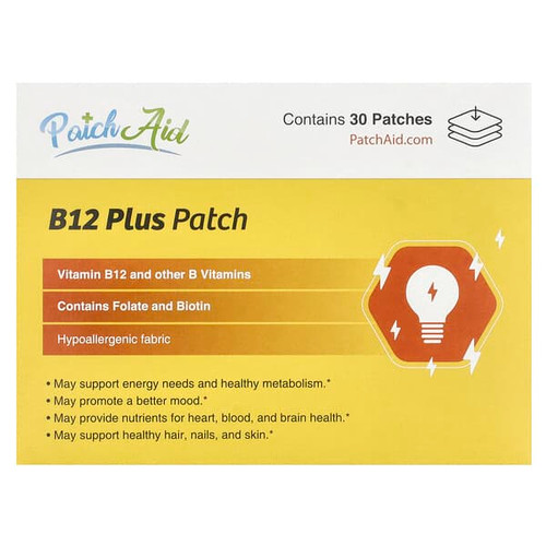<img alt="PatchAid, B12 Plus Patch, 30 Patches" title="PatchAid, B12 Plus Patch, 30 Patches,791617200227"