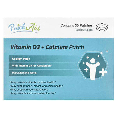 <img alt="PatchAid, Vitamin D3 + Calcium Patch , 30 Patches" title="PatchAid, Vitamin D3 + Calcium Patch , 30 Patches,791617200197"