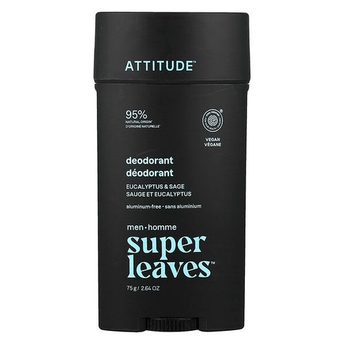 <img alt="ATTITUDE, Super Leaves, Aluminum-Free Deodorant, For Men, Eucalyptus & Sage, 2.64 oz (75 g)" title="ATTITUDE, Super Leaves, Aluminum-Free Deodorant, For Men, Eucalyptus & Sage, 2.64 oz (75 g),626232117424"