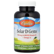 <img alt="Carlson, Solar D Gems, Natural Lemon, 120 Soft Gels" title="Carlson, Solar D Gems, Natural Lemon, 120 Soft Gels,088395149108"
