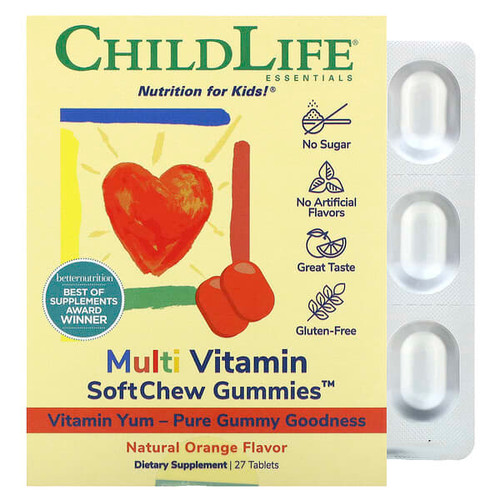 <img alt="ChildLife Essentials, Multi Vitamin SoftChew Gummies, Natural Orange, 27 Tablets" title="ChildLife Essentials, Multi Vitamin SoftChew Gummies, Natural Orange, 27 Tablets,608274108509"