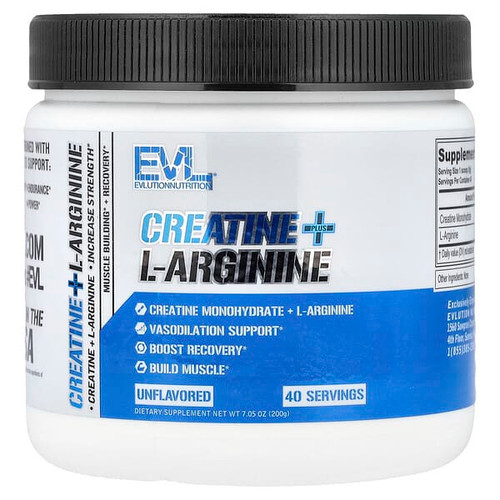 <img alt="EVLution Nutrition, Creatine + L-Arginine, Unflavored, 7.05 oz (200 g)" title="EVLution Nutrition, Creatine + L-Arginine, Unflavored, 7.05 oz (200 g),810167100709"