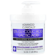 <img alt="Advanced Clinicals, 10% Glycolic Acid, Lactic Acid, Exfoliating Body Cream, 16 oz (454 g)" title="Advanced Clinicals, 10% Glycolic Acid, Lactic Acid, Exfoliating Body Cream, 16 oz (454 g),810141910225"