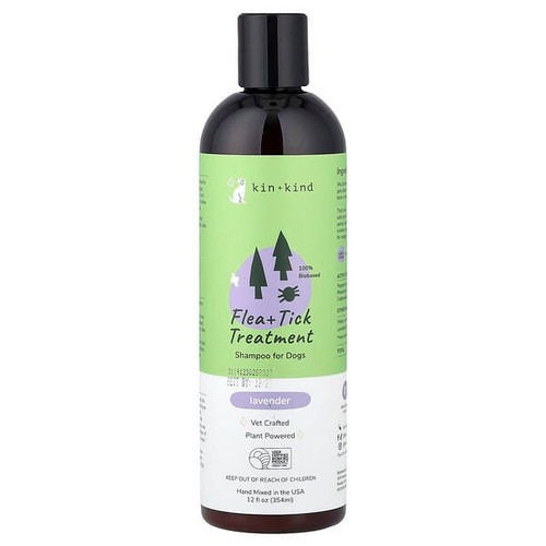 <img alt="Kin+Kind, Flea + Tick Treatment Shampoo, For Dogs, Lavender, 12 fl oz (354 ml)" title="Kin+Kind, Flea + Tick Treatment Shampoo, For Dogs, Lavender, 12 fl oz (354 ml),850027253114"