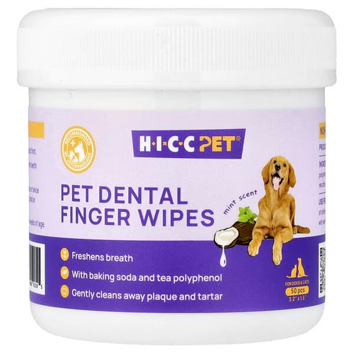 <img alt="HICC Pet, Pet Dental Finger Wipes, For Dogs & Cats, Mint, 50 Pieces" title="HICC Pet, Pet Dental Finger Wipes, For Dogs & Cats, Mint, 50 Pieces,850060913105"