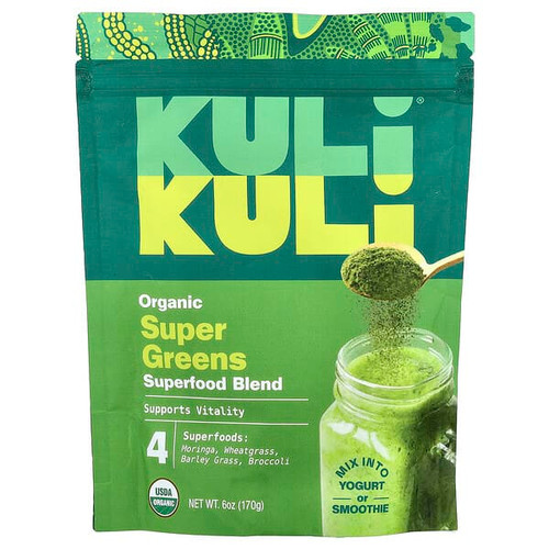 <img alt="Kuli Kuli, Organic Superfood Blend, Super Greens, 6 oz (170 g)" title="Kuli Kuli, Organic Superfood Blend, Super Greens, 6 oz (170 g),850460005509"
