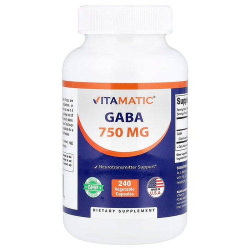 <img alt="Vitamatic, Gaba, 750 mg, 240 Vegetable Capsules" title="Vitamatic, Gaba, 750 mg, 240 Vegetable Capsules,810078474357"