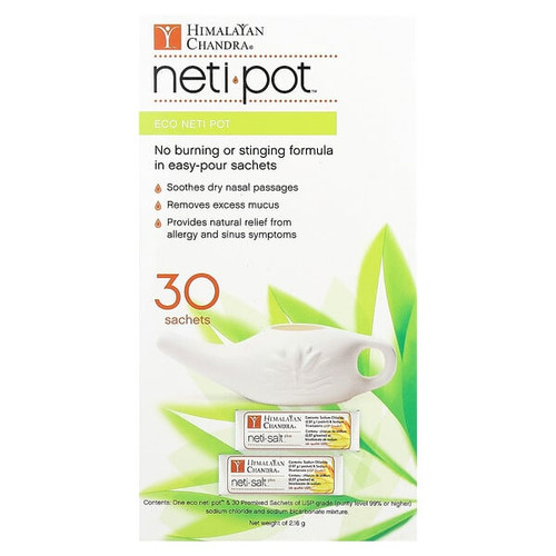 <img alt="Himalayan Chandra, Eco Neti Pot with Neti Salt Saches, 2.16 g" title="Himalayan Chandra, Eco Neti Pot with Neti Salt Saches, 2.16 g,705928902046"