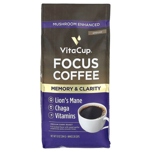 <img alt="VitaCup, Focus Coffee, Ground, Medium Dark Roast, 10 oz (284 g)" title="VitaCup, Focus Coffee, Ground, Medium Dark Roast, 10 oz (284 g),850012316206"