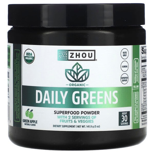 <img alt="Zhou Nutrition, Organic Daily Greens, Green Apple, 5 oz (141.9 g)" title="Zhou Nutrition, Organic Daily Greens, Green Apple, 5 oz (141.9 g),669191579278"