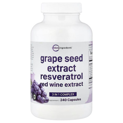 <img alt="Micro Ingredients, Grape Seed Extract Resveratrol Red Wine Extract, 240 Capsules" title="Micro Ingredients, Grape Seed Extract Resveratrol Red Wine Extract, 240 Capsules,850069023973"