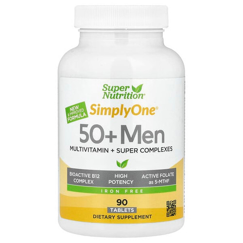 <img alt="Super Nutrition, Simply One, Mens 50+ Multivitamin + Super Complexes, Greens, Spices, & Antioxidant, Iron Free, 90 Tablets" title="Super Nutrition, Simply One, Mens 50+ Multivitamin + Super Complexes, Greens, Spices, & Antioxidant, Iron Free, 90 Tablets,898220024117"
