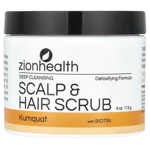 <img alt="Zion Health, Scalp & Hair Scrub with Biotin, Kumquat, 4 oz (113 g)" title="Zion Health, Scalp & Hair Scrub with Biotin, Kumquat, 4 oz (113 g),093141104676"