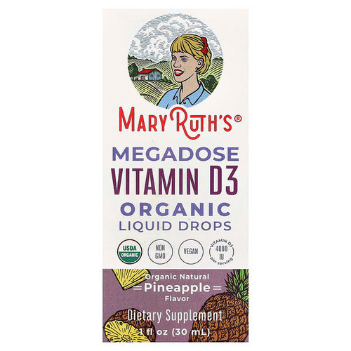 <img alt="MaryRuths, Megadose Vitamin D3 Organic Liquid Drops, Pineapple, 1 fl oz (30 ml)" title="MaryRuths, Megadose Vitamin D3 Organic Liquid Drops, Pineapple, 1 fl oz (30 ml),850036700630"