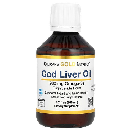 <img alt="California Gold Nutrition, Cod Liver Oil with Omega-3 Fatty Acids, EPA, DHA, Vitamins A and D, Norwegian, Triglyceride Form, Natural Lemon, 6.7 fl oz (200 ml)" title="California Gold Nutrition, Cod Liver Oil with Omega-3 Fatty Acids, EPA, DHA, Vitamins A and D, Norwegian, Triglyceride Form, Natural Lemon, 6.7 fl oz (200 ml),898220023264"