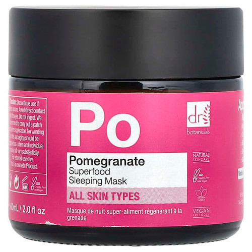 <img alt="Dr. Botanicals, Superfood Sleeping Beauty Mask, All Skin Types, Pomegranate, 2 fl oz (60 ml)" title="Dr. Botanicals, Superfood Sleeping Beauty Mask, All Skin Types, Pomegranate, 2 fl oz (60 ml),5060881920106"