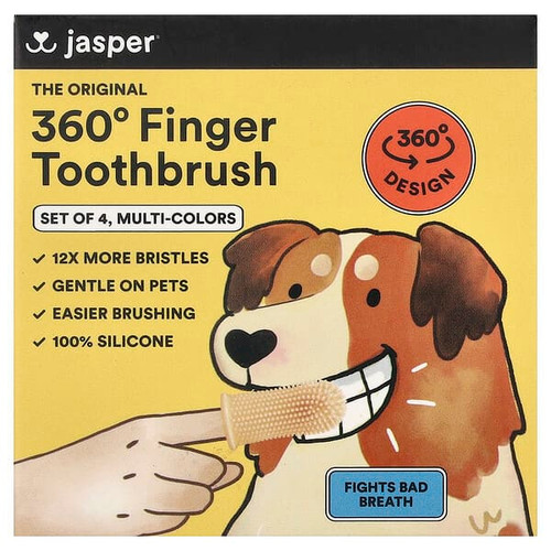 <img alt="Jasper, 360°  Finger Toothbrush, Multi-Colors, 4 Toothbrushes" title="Jasper, 360°  Finger Toothbrush, Multi-Colors, 4 Toothbrushes,850019711011"