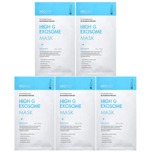 <img alt="Neogen, High G Exosome Beauty Mask, Brightening, 5 Pack, 1.37 oz (39 g) Each" title="Neogen, High G Exosome Beauty Mask, Brightening, 5 Pack, 1.37 oz (39 g) Each,8809653248126"