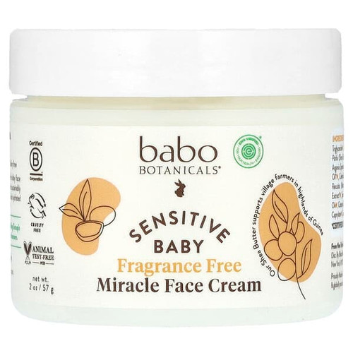 <img alt="Babo Botanicals, Sensitive Baby Miracle Face Cream, Fragrance Free, 2 oz (57 g)" title="Babo Botanicals, Sensitive Baby Miracle Face Cream, Fragrance Free, 2 oz (57 g),899248011103"
