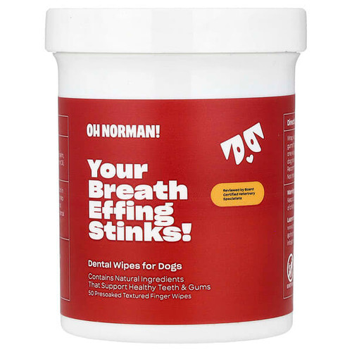 <img alt="Oh Norman, Your Breath Stinks Dental Wipes For Dogs, 50 Wipes" title="Oh Norman, Your Breath Stinks Dental Wipes For Dogs, 50 Wipes,850055308411"