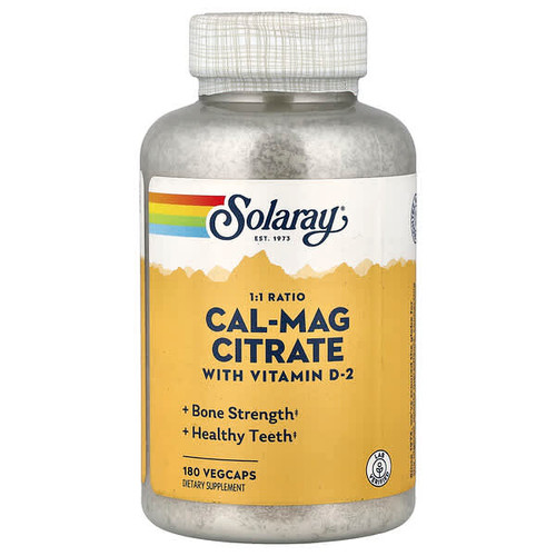 <img alt="Solaray, Cal-Mag Citrate with Vitamin D-2, 1-1 Ratio, 180 Vegcaps" title="Solaray, Cal-Mag Citrate with Vitamin D-2, 1-1 Ratio, 180 Vegcaps,076280228786"