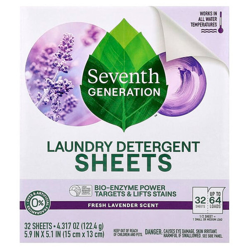 <img alt="Seventh Generation, Laundry Detergent Sheets, Fresh Lavender, 32 Sheets, 4.317 oz (122.4 g)" title="Seventh Generation, Laundry Detergent Sheets, Fresh Lavender, 32 Sheets, 4.317 oz (122.4 g),732913453023"