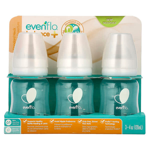 <img alt="Evenflo Feeding, Balance+ Bottles, Standard, 0+ Months, Slow Flow, 3 Bottles, 4 oz (120 ml) Each" title="Evenflo Feeding, Balance+ Bottles, Standard, 0+ Months, Slow Flow, 3 Bottles, 4 oz (120 ml) Each,849409002747"