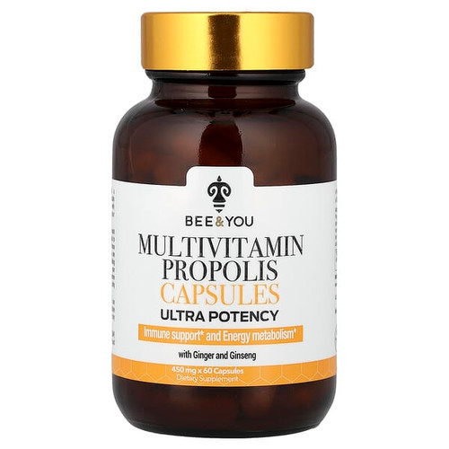 <img alt="Bee & You, Multivitamin Propolis Capsules with Ginger and Ginseng, Ultra Potency, 60 Capsules" title="Bee & You, Multivitamin Propolis Capsules with Ginger and Ginseng, Ultra Potency, 60 Capsules,190853003713"