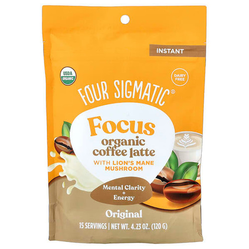 <img alt="Four Sigmatic, Focus, Organic Instant Coffee Latte With Lions Mane Mushroom, Original, 4.23 oz (120 g)" title="Four Sigmatic, Focus, Organic Instant Coffee Latte With Lions Mane Mushroom, Original, 4.23 oz (120 g),816897024667"