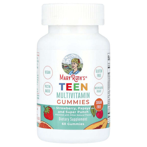 <img alt="MaryRuths, Teen Multivitamin Gummies, Sugar Free, Strawberry, Papaya and Super Punch, 60 Gummies" title="MaryRuths, Teen Multivitamin Gummies, Sugar Free, Strawberry, Papaya and Super Punch, 60 Gummies,810104620871"