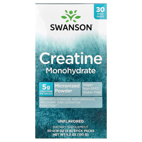 <img alt="Swanson, Creatine Monohydrate, Unflavored, 30 Stick Packs, 0.18 oz (5 g) Each" title="Swanson, Creatine Monohydrate, Unflavored, 30 Stick Packs, 0.18 oz (5 g) Each,087614119670"