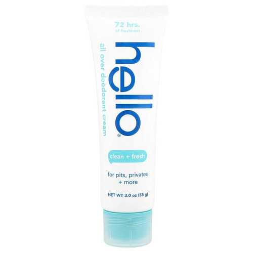 <img alt="Hello, All Over Deodorant Cream, Clean + Fresh , 3 oz (85 g)" title="Hello, All Over Deodorant Cream, Clean + Fresh , 3 oz (85 g),819156023678"