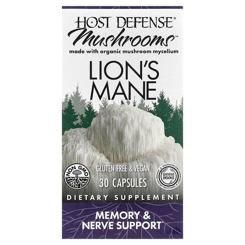 <img alt="Host Defense, Mushrooms, Lions Mane, 30 Capsules (0.5 g per Capsule)" title="Host Defense, Mushrooms, Lions Mane, 30 Capsules (0.5 g per Capsule),633422031613"
