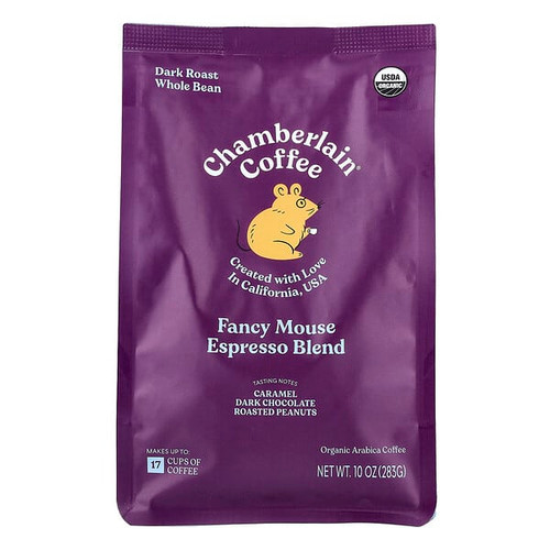 <img alt="Chamberlain Coffee, Fancy Mouse Espresso Blend, Whole Bean, Dark Roast, 10 oz (383 g)" title="Chamberlain Coffee, Fancy Mouse Espresso Blend, Whole Bean, Dark Roast, 10 oz (383 g),810070871246"