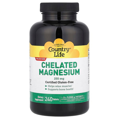 <img alt="Country Life, Chelated Magnesium, 250 mg, 240 Tablets" title="Country Life, Chelated Magnesium, 250 mg, 240 Tablets,015794026846"