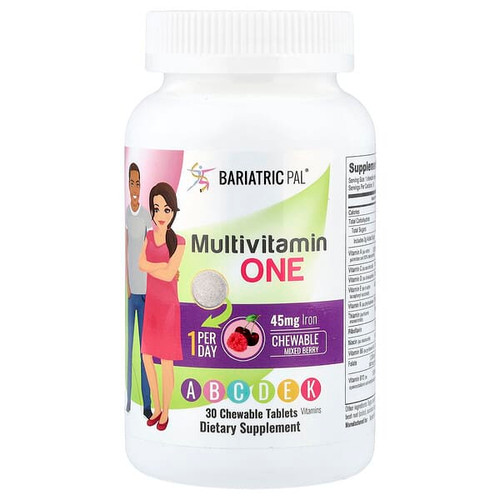 <img alt="BariatricPal, Multivitamin One, Mixed Berry, 30 Chewable Tablets" title="BariatricPal, Multivitamin One, Mixed Berry, 30 Chewable Tablets,758176226266"